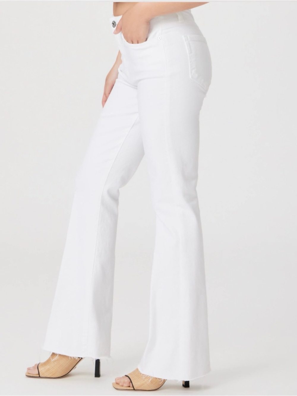 PAIGE Laurel Canyon White High-Rise Flare Jeans sz 30 PETITE